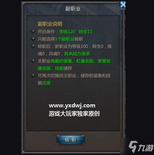 《王者传奇》副职业怎么转职? 1