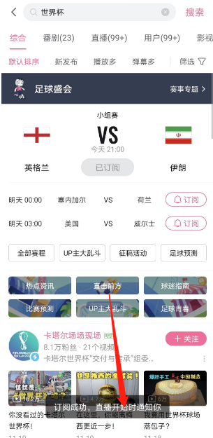 哔哩哔哩怎么订阅世界杯赛事 订阅世界杯赛事教程分享 4