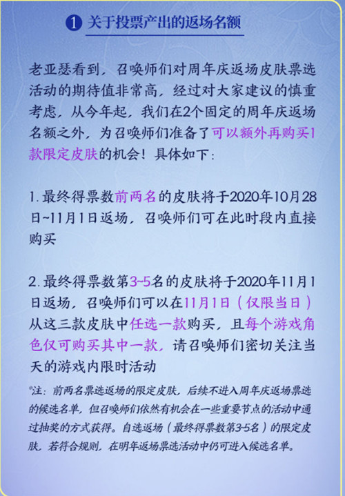 王者榮耀五周年限定返場(chǎng)皮膚有幾個(gè)_投票規(guī)則流程分享 1